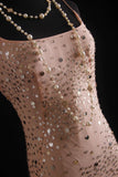 Vintage Mermaid Spaghetti Strap Long Evening Gown Gorgeous Sequin Chiffon Formal Dress Prom Dress HZ1024