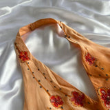 Sheath Halter Long Evening Gown Gorgeous Orange Chiffon Beaded Formal Dress Birthday Prom Dress HZ1024