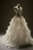Modest Sweetheart Ball Gown Tulle Sequin Long Wedding Dress Gorgeous Bridal Dress HZ1024