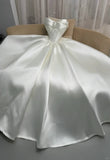 Strapless Ball Gown Satin Bridal Dress Simple Modest Wedding Dress HZ1024
