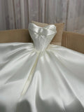 Strapless Ball Gown Satin Bridal Dress Simple Modest Wedding Dress HZ1024