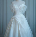 Off-the-Shoulder Ball Gown Chiffon Bridal Dress Modest Wedding Dress HZ1024