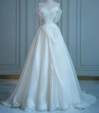 Off-the-Shoulder Ball Gown Chiffon Bridal Dress Modest Wedding Dress HZ1024