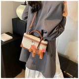 versatile canvas messenger bag square bucket bag HZ1024