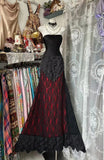 Strapless Sheath Long Evening Dresses Black Formal Dresses Lace Prom Dresses HZ1024