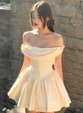 Off-the-shoulder Ball Gown Short Formal Dress Sweet Birthday Outfits Homecoming Dress HZ1024