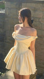 Off-the-shoulder Ball Gown Short Formal Dress Sweet Birthday Outfits Homecoming Dress HZ1024
