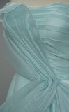 Strapless A-Line Evening Dress Tiffany Blue Chiffon Formal Dress Modest Long Prom Dress HZ1024
