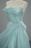 Strapless A-Line Evening Dress Tiffany Blue Chiffon Formal Dress Modest Long Prom Dress HZ1024