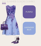 A-Line Short Party Dress Round Neck Satin Applique Hoco Dresses Sweet Lavender Birthday Outfit HZ1024