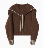 Navy Collar Shawl Knit Cardigan HZ1024