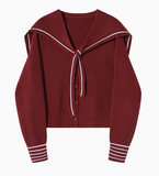 Navy Collar Shawl Knit Cardigan HZ1024
