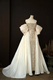 Strapless Sheath Tulle Evening Gown Champagne Beaded Elegant Long Prom Dresses HZ1024