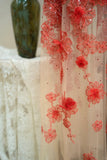 Strapless Sheath Tulle Evening Gown Red Lace Applique Long Prom Dresses Bridesmaid Dresses HZ1024