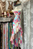 Spaghetti Strap Sheath Evening Gown Printed Chiffon Elegant Formal Dress Party Dress HZ1024