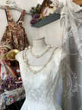 White Bateau A-Line Long Evening Gown Elegant Jacquard Satin Formal Dress Birthday Outfit HZ1024