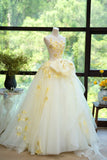 White Strapless Ball Gown Glamour Tulle Sequin Appliqu¨¦ Long Evening Gown Quinceanera Dress HZ1024