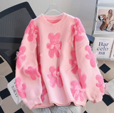 Pink Bear Bow Round Neck Sweater HZ1024