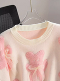 Pink Bear Bow Round Neck Sweater HZ1024
