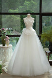 White Strapless Bridal Dress Long Ball Gown Elegant Tulle Long Wedding Dress HZ1024