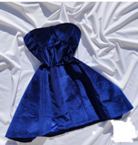 Navy A-Line Formal Dress Strapless Party Dress Birthday Dress Velvet Short Homecoming Dresses HZ1024