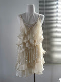 Light Champagne Sheath Formal Dress Spaghetti Strap Party Dress Birthday Dress Chiffon Sequin Short Homecoming Dresses HZ1024