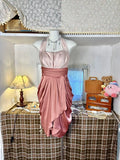Pink Halter Party Dress Satin Sheath Homecoming Dress Sweet 16th Birthday Dress Short Graduation Dress HZ1024