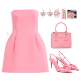 Pink Ball Gown Strapless Party Dress Homecoming Dress Sweet 16th Birthday Outfit Short Graduation Dress HZ1024