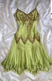 Green Sheath Party Dress Spaghetti Straps Chiffon Beading Homecoming Outfit, Elegant Birthday Dress HZ1024