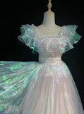 Colorful Ball Gown Square Neck Party Dress Chiffon Homecoming Outfit Elegant Birthday Dress HZ1024