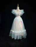 Colorful Ball Gown Square Neck Party Dress Chiffon Homecoming Outfit Elegant Birthday Dress HZ1024
