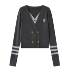 style fake two-piece V-neck sweater HZ1024