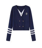 style fake two-piece V-neck sweater HZ1024