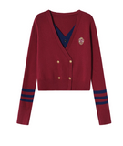 style fake two-piece V-neck sweater HZ1024
