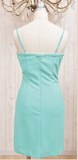 Sheath Blue Spaghetti Strap Formal Dress Vintage Short Beaded Satin Homecoming Outfit Elegant Birthday Dress HZ1024