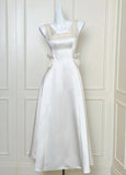 A-Line Square Neck Birthday Dress Satin Sweet 16 Dress Graduation Dress HZ1024
