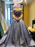 Navy Blue Ball Gown Off Shoulder Quinceanera Dress Satin Sweet 16 Dress Graduation Dress HZ1024