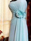 Tiffany Blue Sheath Long Prom Dress Chiffon Vintage Evening Gown Sweetheart Formal Dress HZ1024