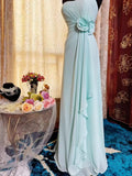 Tiffany Blue Sheath Long Prom Dress Chiffon Vintage Evening Gown Sweetheart Formal Dress HZ1024