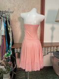 Strapless Sheath Short Hoco Dresses Peach Tulle Lace Birthday Dress Cute Party Formal Dress HZ1024