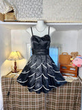 Straps A-Line Short Hoco Dresses White Satin Birthday Dress Vintage Formal Dress Graduation Dress HZ1024