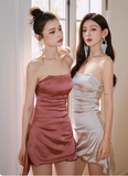 Strapless Sheath Formal Dresses Cute Satin Hoco Dresses Birthday Outfit Party Dress HZ1024
