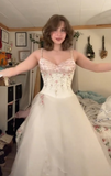 White Ball Gown Beaded Prom Dress Spaghetti Straps Tulle Sweet 16 Dress Formal Evening Dress HZ1024