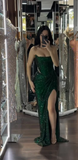 Dark Green Sheath Evening Gowns Sexy Strapless Corset Formal Dress Wedding Guest Dress HZ1024