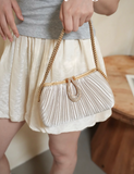 Champagne Wedding Bag Sparkly Pleated Banquet Party Handbag HZ1024
