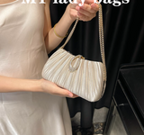 Champagne Wedding Bag Sparkly Pleated Banquet Party Handbag HZ1024