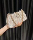 Champagne Wedding Bag Sparkly Pleated Banquet Party Handbag HZ1024