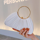 New Chic White Pleated Clutch Bag Sparkly Party Handbag HZ1024