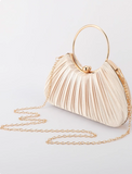 New Chic White Pleated Clutch Bag Sparkly Party Handbag HZ1024