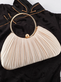 New Chic White Pleated Clutch Bag Sparkly Party Handbag HZ1024